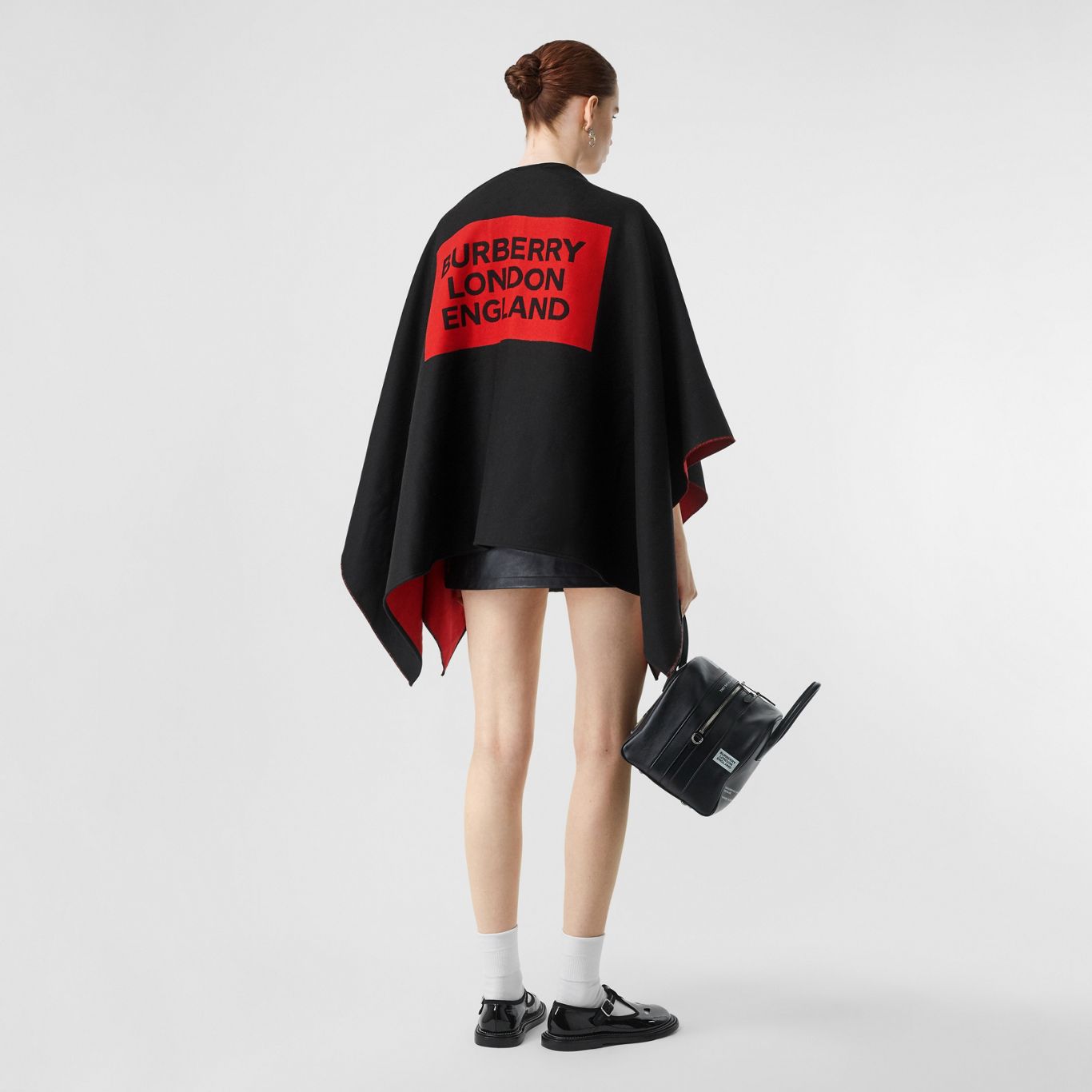 Logo Detail Wool Jacquard Cape